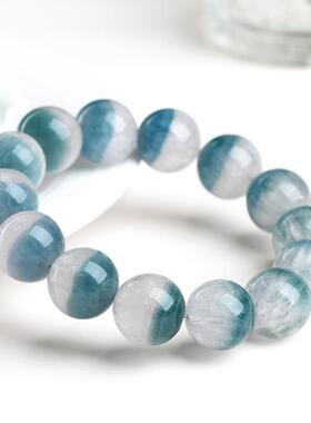 2026久雅水晶 天然蓝绿色聚宝盆萤石圆珠手链 萤石聚宝盆散珠手串