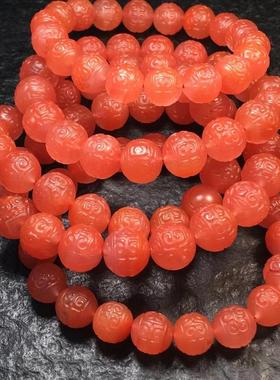 2026天然南红回纹珠手串 保山料柿子红 DIY百搭精工南红配珠