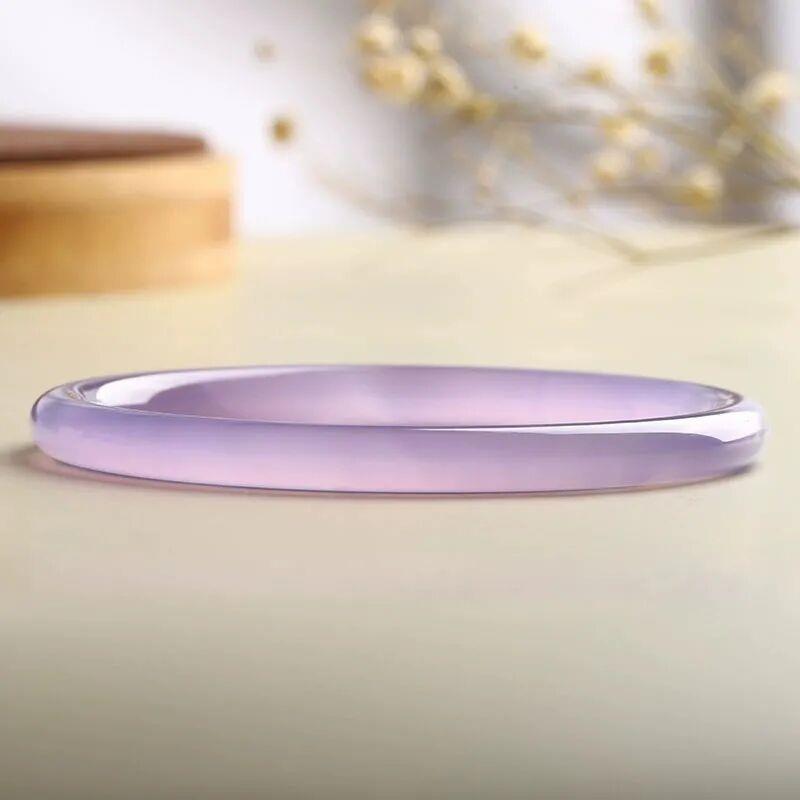 2026精品紫罗兰玉髓手镯细款少女小圆条冰种薰衣草紫玛瑙叮当美人