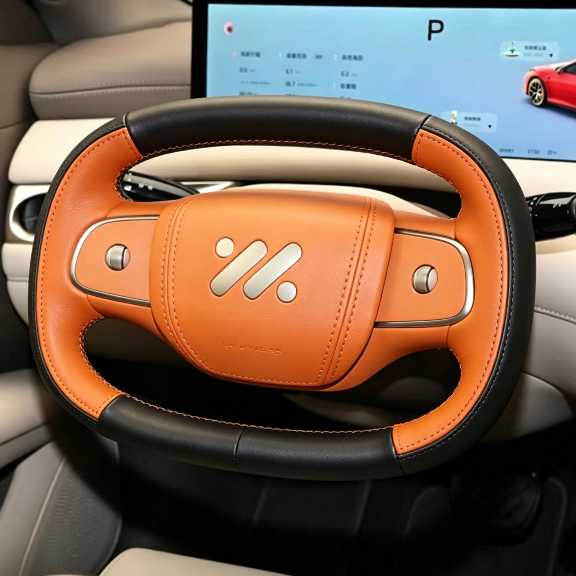 新款智己LS8LS9L7LS7LS6L6L7意大利头层小牛皮手缝翻毛皮方向盘套