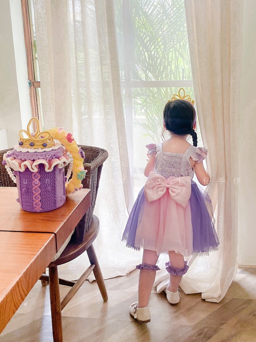 XUAN TSAI HAND-MADE ORIGINAL RAPUNZEL BUCKET BAG CROCHET HANDMADE DIY MATERIAL PACKAGE HEADBAND GIFT