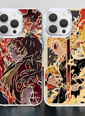 二次元手机壳鬼灭之刃聚国缘一黑死牟猗窝座适用iphone16苹果15极光金小米14红米k80华为m70iQOO13一加ace5