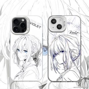 薇尔莉特手机壳适用苹果16磁吸彩银iphone15渐变羽纱华为m60小米14二次元 红米K70防摔iqooneo9一加ACE3周边