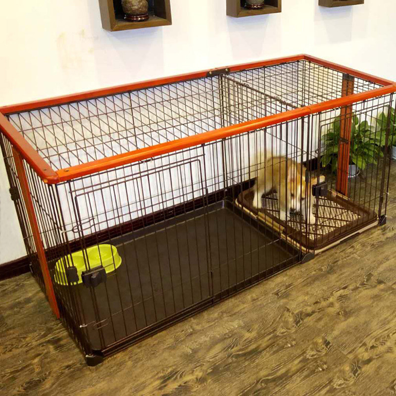 木制狗笼犬舍与厕所柴犬泰迪大，中，小型狗宠物室内围栏与隔断围