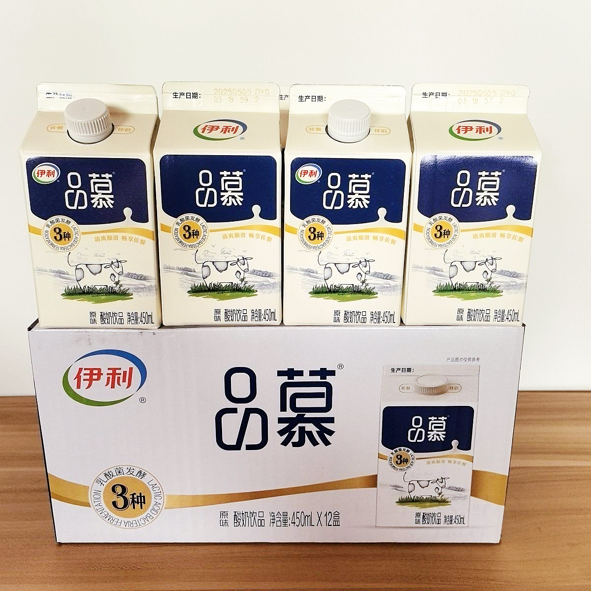 【新日期破损包赔】伊利品慕酸奶原味450ml3种乳酸菌发酵酸奶方盒