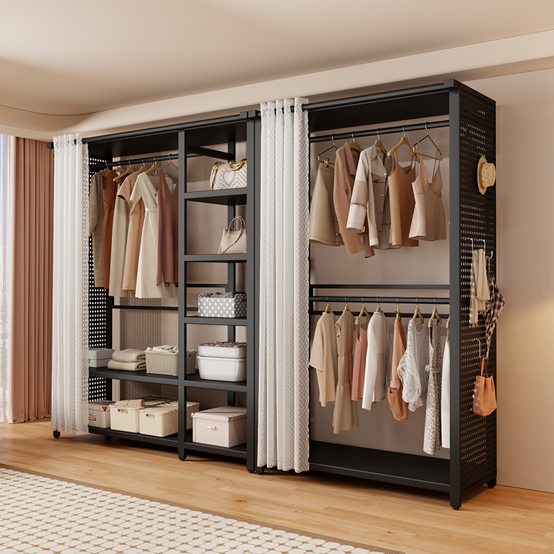 衣架落地开放式2025新款衣柜碳钢