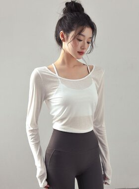 瑜伽服T恤罩衫女性感绑带辣妹露背美背训练日常通勤外穿上衣