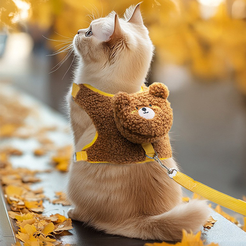 猫咪牵引绳防挣脱外出溜猫绳宠物背带链子可调节网红遛猫