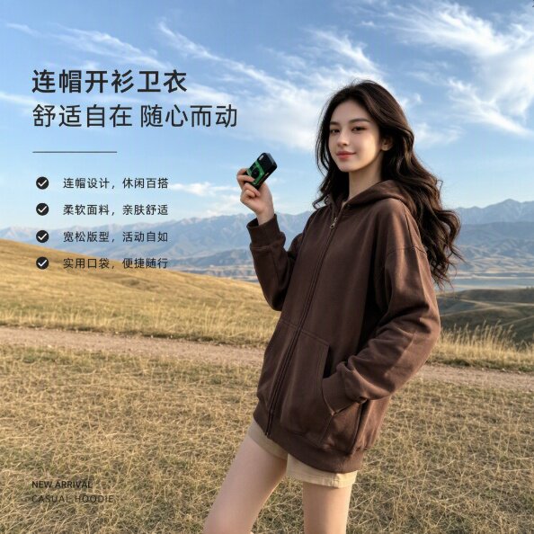即墨卫衣早秋巨好看休闲上衣女2026新款秋季长袖连帽美式运动外套
