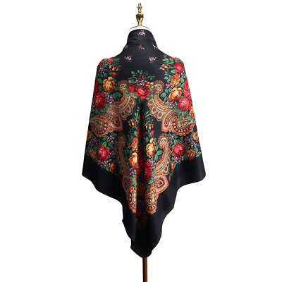 跨境新款俄罗斯围巾140cm民族风印花披肩大方巾scarf厂家现货