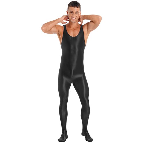 男士连体衣性感纯色紧身衣瑜伽泳衣背心全身连脚袜舞蹈服舞台