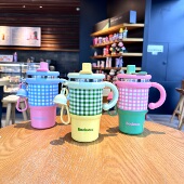 保温杯吸管杯2024新款 女高颜值可爱双饮车载水杯办公室高级感杯子