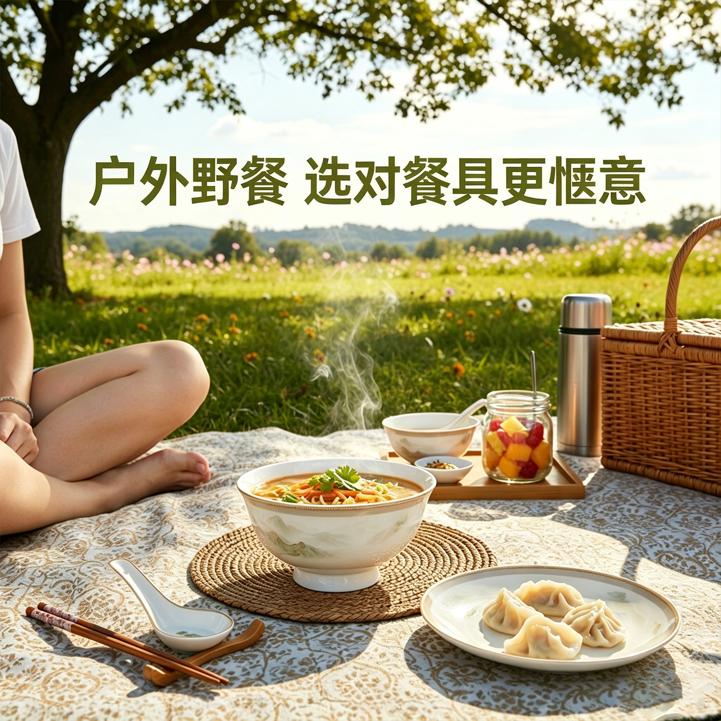 户外用餐陶瓷高脚饭碗易清洗