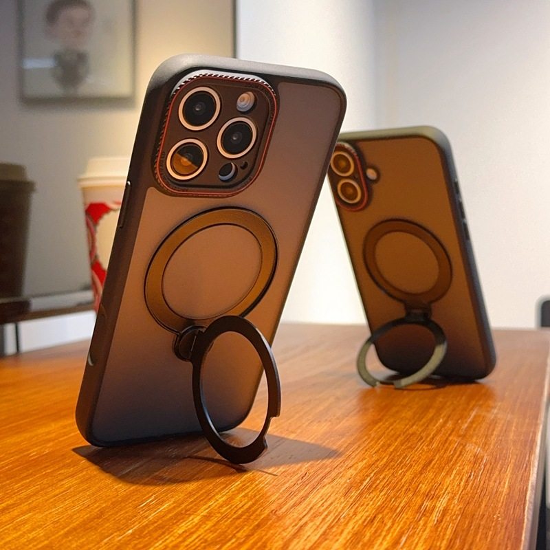 苹果17promax高级徕卡精孔手机壳16plus半透明磨砂16E磁吸旋转支架iPhone15全包防摔保护套15pro商务轻奢适用