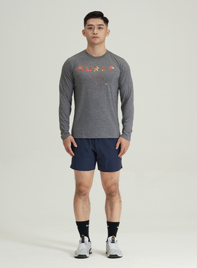 AMRAP国旗款男子运动T恤CrossFit训练长袖健身跑步休闲弹性吸湿