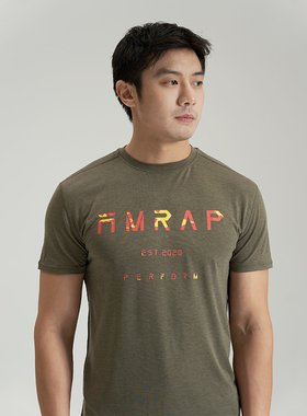 AMRAP国旗印花短袖t恤男士圆领柔软舒适透气散热上衣