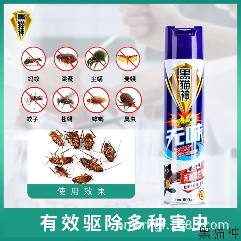 黑猫神无味杀虫喷雾600ml家用杀虫剂气雾剂多种蚊虫酒店厂家图片