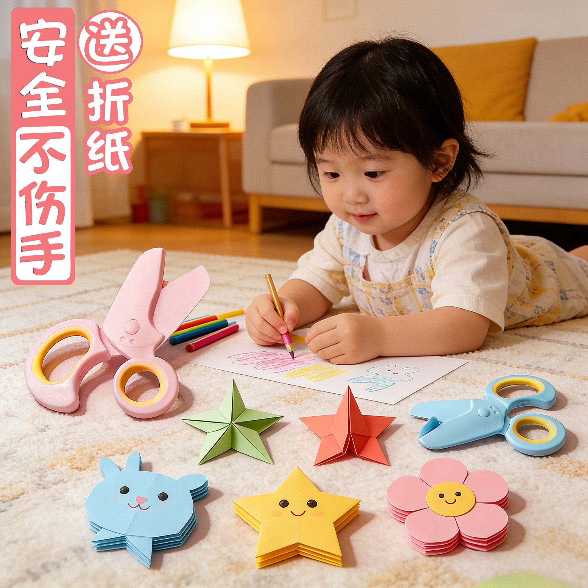 锐拓 儿童剪刀安全不伤手圆头剪刀小学生手工剪纸diy折纸制作便携式小号幼儿园宝宝专用高颜值玩具塑料小剪子