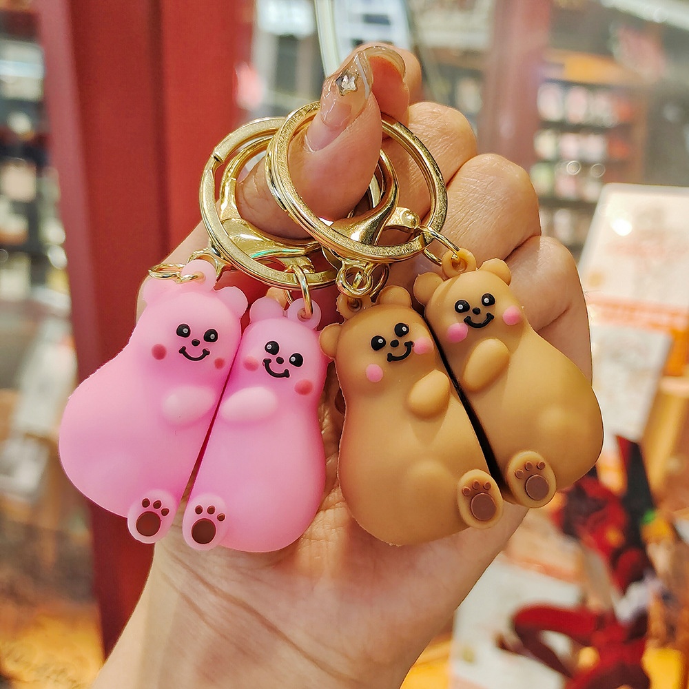 创意抱抱熊钥匙扣可爱挂件情侣磁吸对扣七夕情人节包包装饰挂件