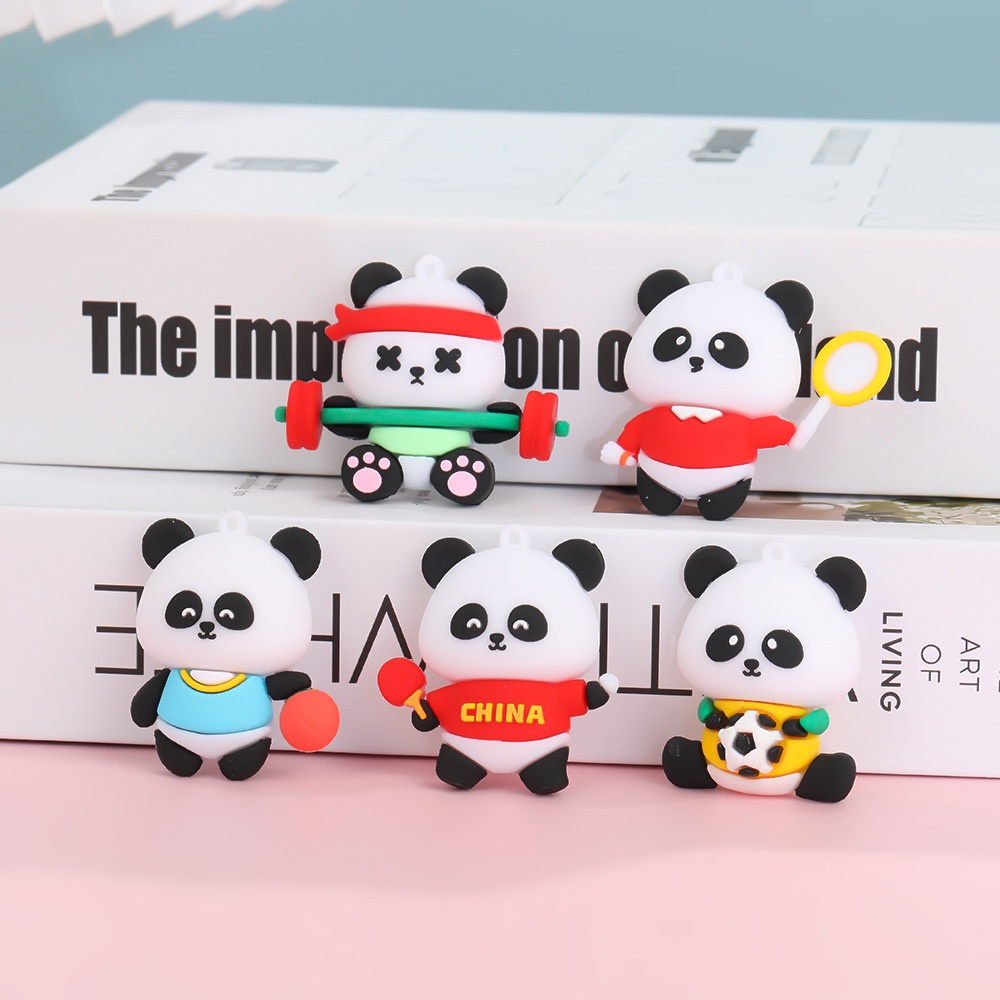 原创可爱小熊猫公仔卡通立体钥匙扣挂件配饰背包书包配件挂饰批发