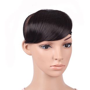 假发刘海  一刀齐假刘海带鬓角斜刘海 隐形无痕刘海假发片厂家