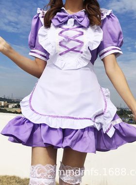 原创日系紫色女佣洋装可爱女仆装公主裙cos服装动漫角色扮演衣服
