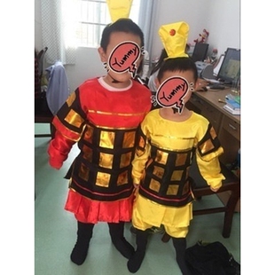 儿童古装汉服三国演义士兵演出服花木兰古代士兵服装岳飞将军盔甲
