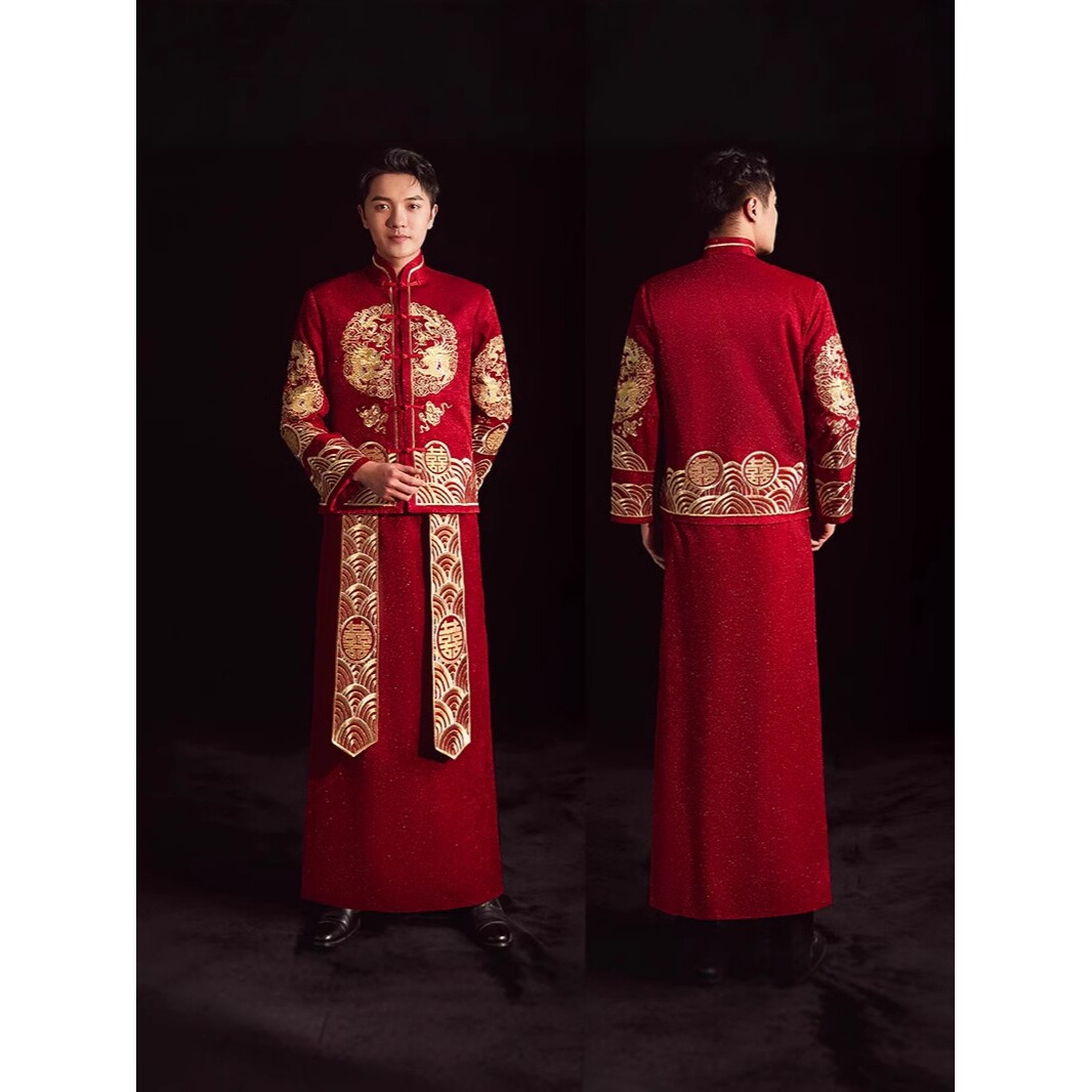 秀禾服男装2024新款新郎中式结婚古装大码敬酒服唐装男士礼服秀和