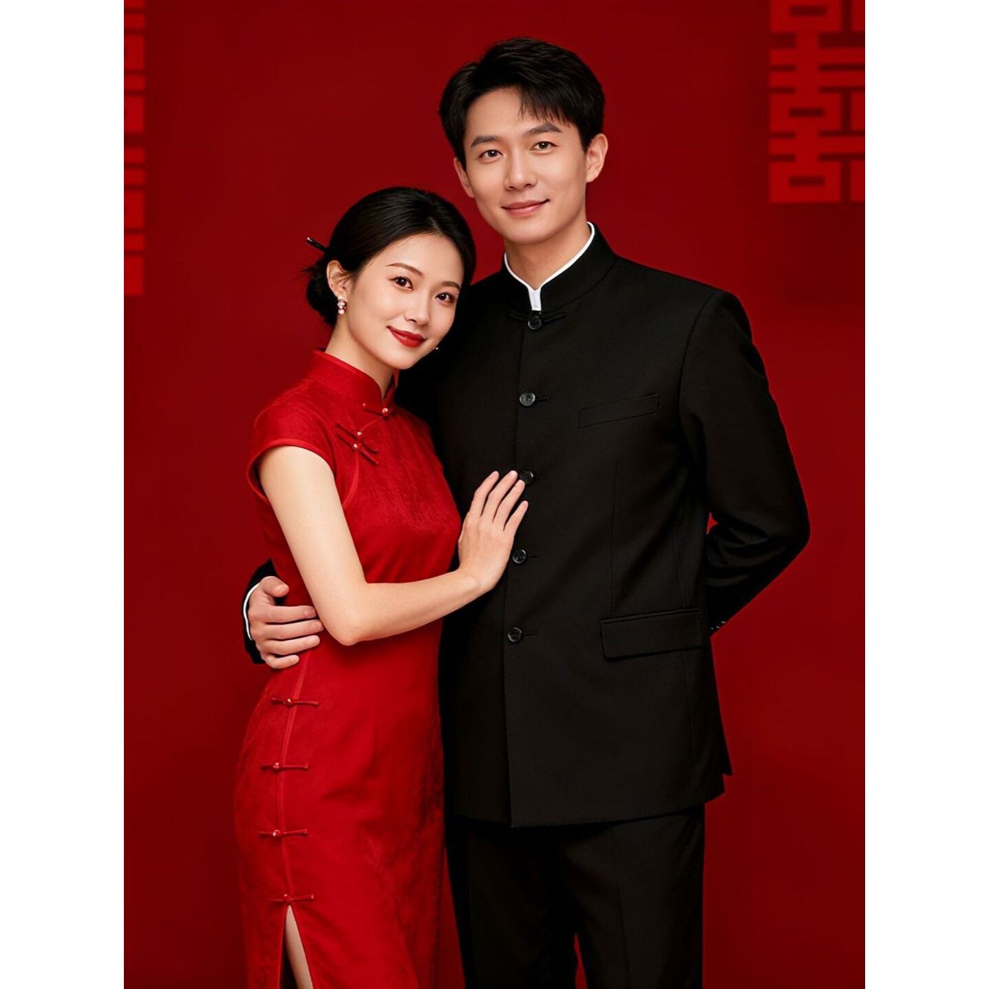 男士痞帅西装国潮中式结婚订婚西服套装立领中山装高级感小众国风