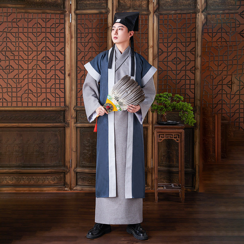 古装男款古代汉服棉麻长衫侠客师爷医生掌柜商人管家演出服装戏服
