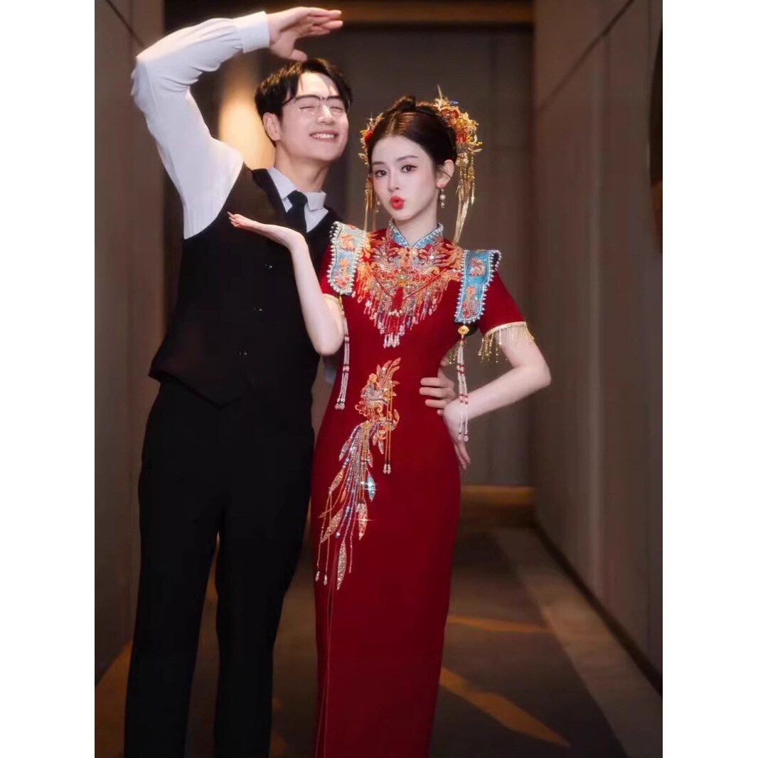 【新中式设计】2025春季新款中式婚礼旗袍精致订婚礼服小个子新娘