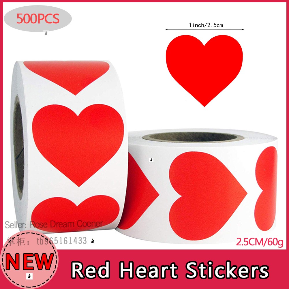 red heart love sticker gift sealing wedding decor label roll