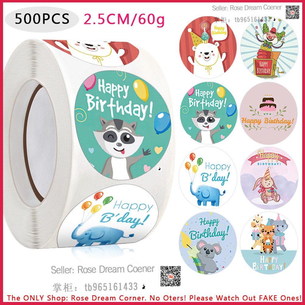 cute animal cartoon happy birthday sticker gift sealing roll
