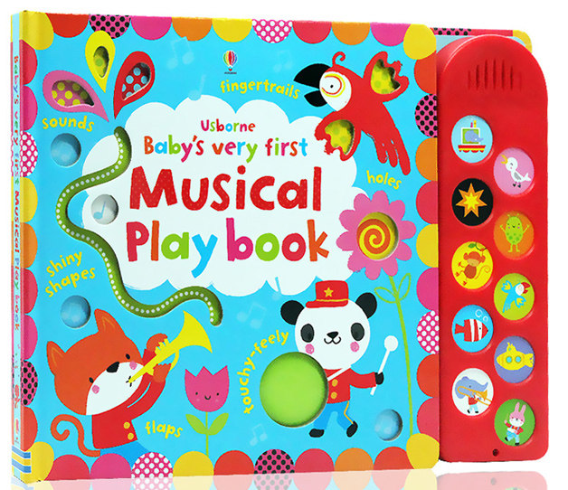 touchy feely musical play book 儿童触摸音乐游戏发声纸板翻翻书