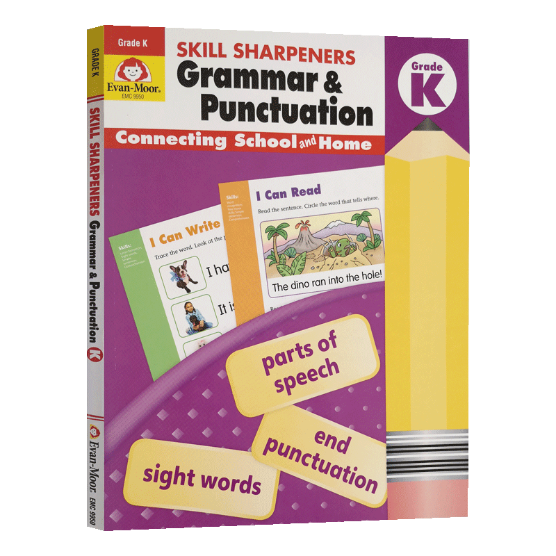 Skill Sharpeners Grammar and Punctuation Grade K英文原版教材 小学生英语课外家庭练习Evan Moor学前级语法标点技巧