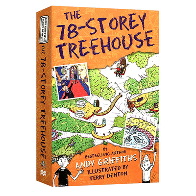 进口英文原版 The-78 Storey Treehouse 小屁孩树屋历险记 #78层疯狂树屋 儿童黑白插图漫画书 青少年英语课外读物 纽约时报畅销书
