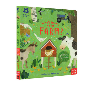 英文原版 National Trust Who's Hiding on the Farm? 谁在农场里 纸板趣味翻翻书 农场动物 STEM课外读物 儿童科普绘本 大嘴鸟