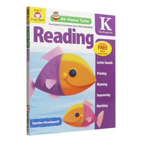 英文原版教辅 evanmoor Evan-Moor At Home Tutor Reading Grade K 家中导师系列 英语阅读 幼儿园大班