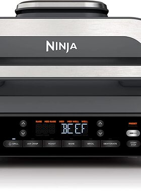 英国代购Ninja DG551UK Indoor Grill 6合1多功能烤架空气炸锅