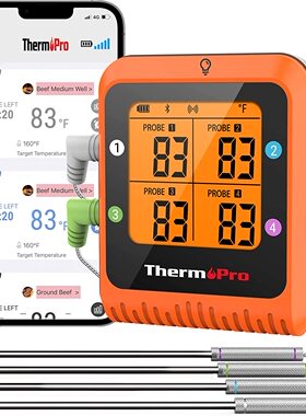 美国代购ThermoPro TP930 Meat Thermometer 烤肉温度计蓝牙500ft