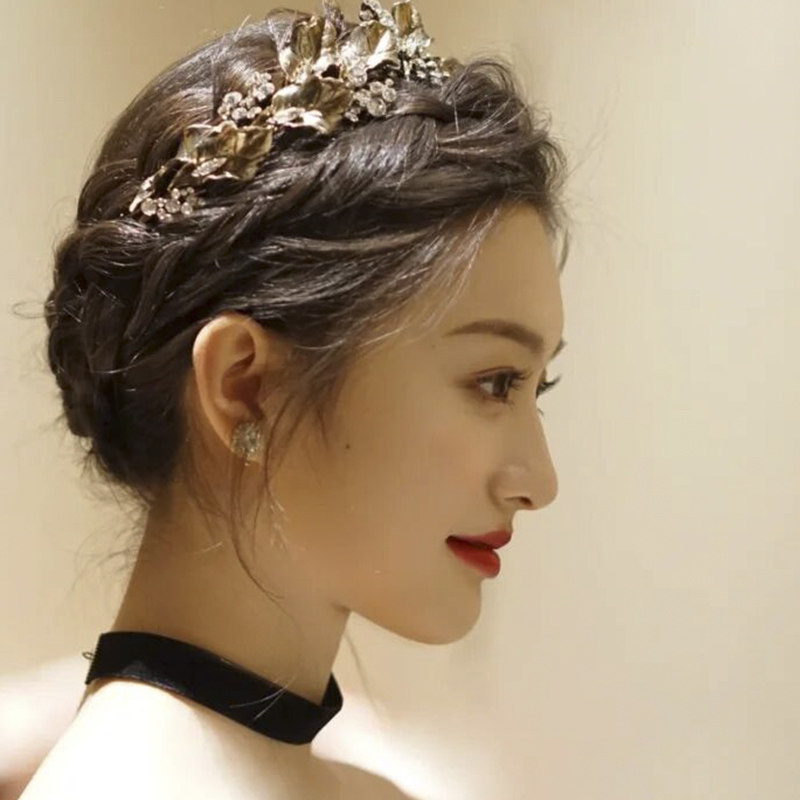 新款新娘结婚皇冠韩式古铜色王冠主持表演晚会头饰跟妆造型婚饰