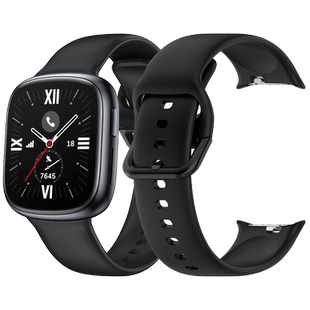 适用huawei/华为荣耀手表4男士曜石黑液态硅胶表带运动honor watch4智能手表四代替换腕带男女士白色表链配件