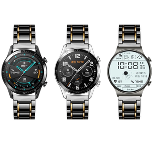 适用华为GT3手表Watch4表带GT2pro保时捷黑白色陶瓷手表带gt2智能荣耀magic 46mmGS男女款手环B3/5/6/7时尚潮