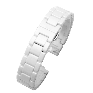 陶瓷表带白色女款代用华为手表GT4/2/3 Pro女表 手环B7B3B5B6天王卡西欧天梭浪琴阿玛尼美度钢带手表链配件