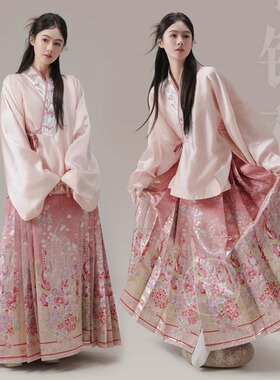 吾心宜[有钱花]原创明制绣花薄绒对穿交织金仿妆花马面裙汉服日常