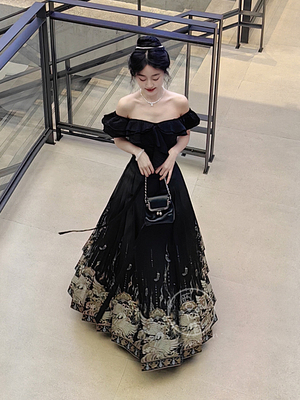 吾心宜白天鹅织金马面新中式汉服