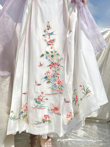 吾心宜[一年锦]原创明制花鸟裙白色马面裙绣花裙汉服日常春夏新款
