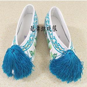 古装鞋子女戏剧戏鞋戏曲彩鞋花旦鞋坡跟内绣花鞋中式新娘婚鞋