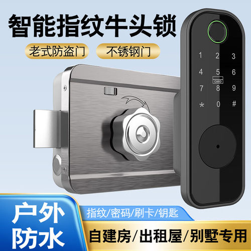 智能门锁十大品牌老式铁门指纹锁庭院门牛头锁外装门锁户外防雨水