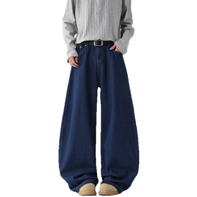 短反阔腿深蓝色男女子微喇冬季